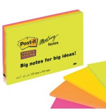 BLOCCO 45foglietti Post-it® Super Sticky 101x152mm MEETING NOTE NEON 6445-SSP