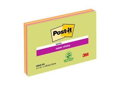 BLOCCO 45foglietti Post-it® Super Sticky 203x152mm MEETING NOTE NEON 6845-SSP