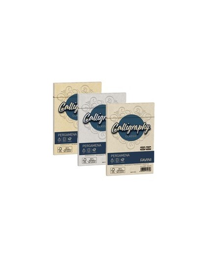 25 buste CALLIGRAPHY PERGAMENA 120x180mm 90gr oro FAVINI