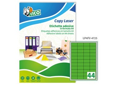 Etichetta adesiva LP4F verde fluo 70fg A4 47,5x25,5mm (44et/fg) Tico