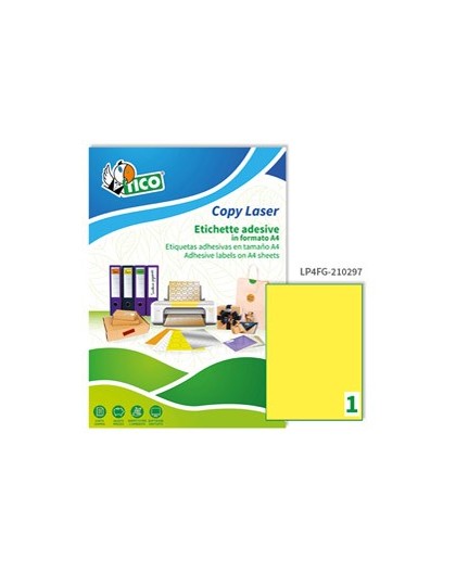 Etichetta adesiva LP4F giallo fluo 70fg A4 210x297mm (1et/fg) Tico