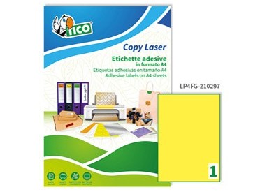 Etichetta adesiva LP4F giallo fluo 70fg A4 210x297mm (1et/fg) Tico