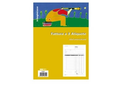 BLOCCO FATTURE 3 ALIQUOTE IVA 3COPIE 33FOGLI AUTORIC. 29,7X21 E5304A