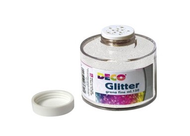 BARATTOLO GLITTER GRANA FINE ML150 BIANCO/IRIDE ART 130/100 DECO
