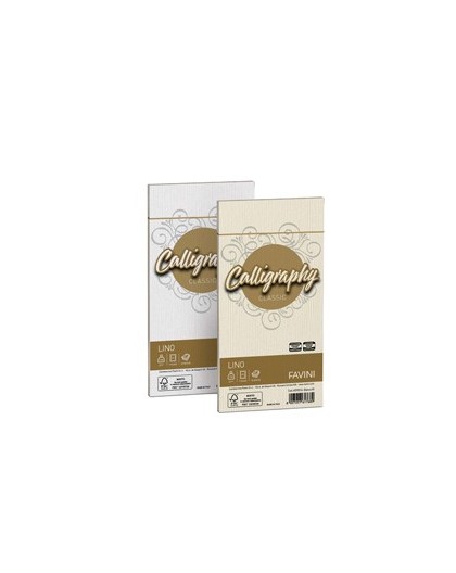 25 buste CALLIGRAPHY LINO 120gr 110x220mm bianco FAVINI
