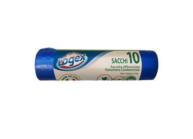 10 SACCHI IMMONDIZIA 70X110CM 110LT HD 16µ AZZURRO LOGEX