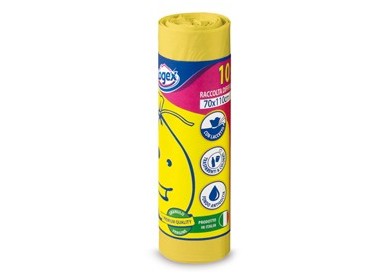 10 SACCHI IMMONDIZIA 70X110CM 120LT HD 16µ GIALLO LOGEX