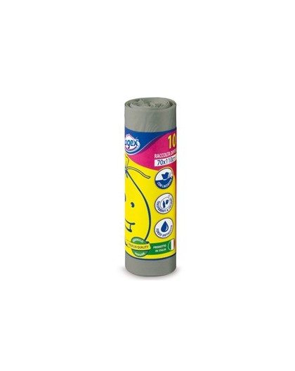 10 SACCHI IMMONDIZIA 70X110CM 120LT HD 16µ GRIGIO LOGEX