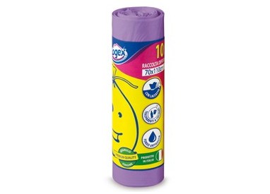 10 SACCHI IMMONDIZIA 70X110CM 120LT HD 16µ VIOLA LOGEX
