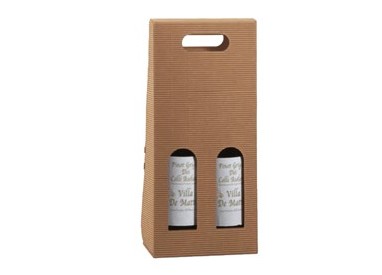 SCATOLA 2 BOTTIGLIE 180x90mm H385mm ONDA AVANA