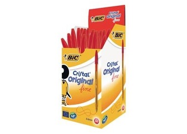 Scatola 50 penna sfera CRISTAL® fine 0,8mm rosso BIC®