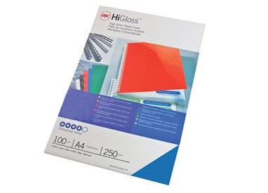 100 COPERTINE HIGLOSS 250GR A4 BLU CARTONCINO MONOLUCIDO