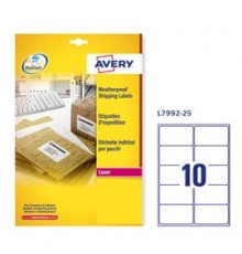 Poliestere adesivo L7992 bianco imperm 25fg A4 99,1x57mm (10et/fg) laser Avery