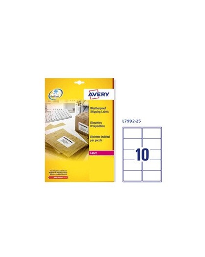 Poliestere adesivo L7992 bianco imperm 25fg A4 99,1x57mm (10et/fg) laser Avery