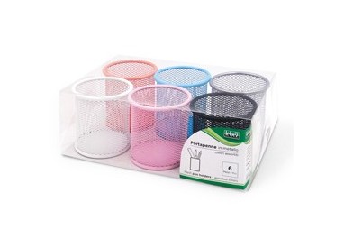 SET 6 BICCHIERI PORTAPENNE IN RETE COLORATA ART.1226