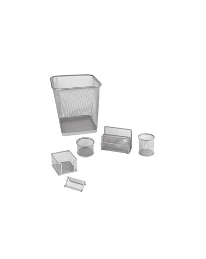 Set scrivania 6 accessori in rete metallica argento 1426 LEBEZ