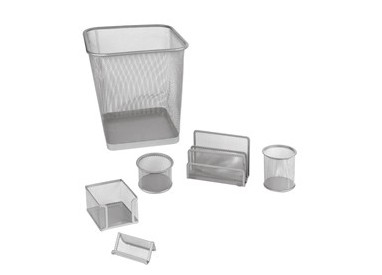 Set scrivania 6 accessori in rete metallica argento 1426 LEBEZ