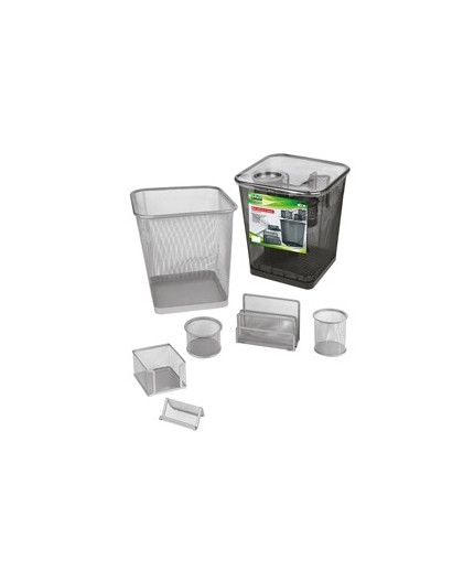 Set scrivania 6 accessori in rete metallica nero 1426 LEBEZ
