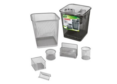 Set scrivania 6 accessori in rete metallica nero 1426 LEBEZ