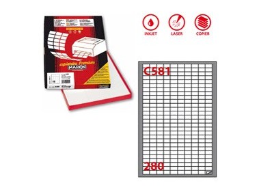 Etichetta adesiva C/581 bianca 100fg A4 19x10mm (280et/fg) Markin