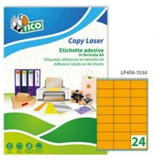 Etichetta adesiva LP4F arancio fluo 70fg A4 70x36mm (24et/fg) Tico
