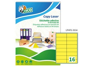Etichetta adesiva LP4F giallo fluo 70fg A4 99,1x34mm (16et/fg) Tico