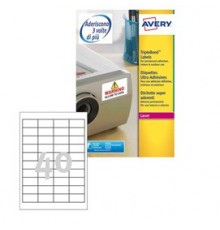 Poliestere adesivo extra L6140 bianco 20fg 45,7x25,4mm (40et/fg) laser Avery
