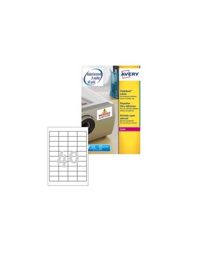 Poliestere adesivo extra L6140 bianco 20fg 45,7x25,4mm (40et/fg) laser Avery