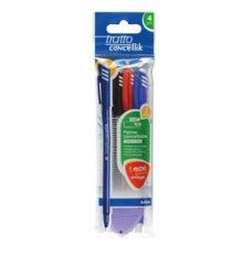 Blister 4 penna sfera cancellabile CANCELLIK 1,0mm col.assortiti TRATTO