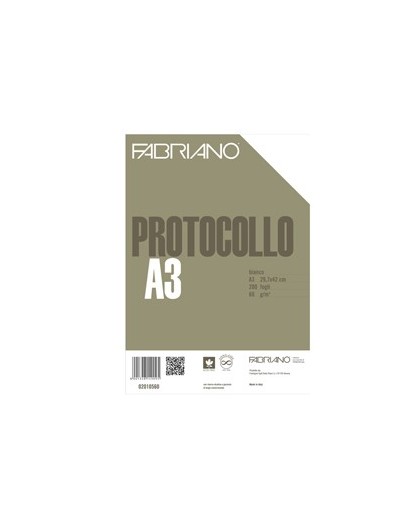 Protocollo bianco 200fg 60gr f.to A3 chiuso (21x29,7cm) Fabriano