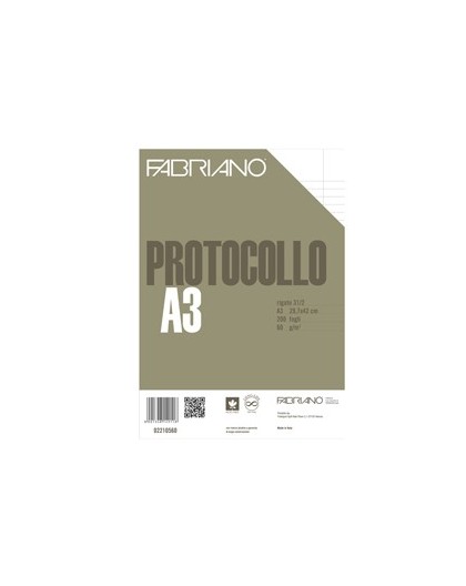 Protocollo 1rigo c/margine 200fg 60gr f.to A3 chiuso (21x29,7cm) Fabriano