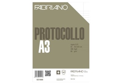 Protocollo 1rigo c/margine 200fg 60gr f.to A3 chiuso (21x29,7cm) Fabriano