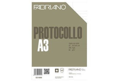 Protocollo uso bollo 200fg 60gr f.to A3 chiuso (21x29,7cm) Fabriano
