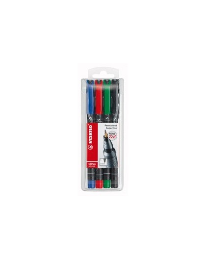 BUSTA 4 PENNARELLI STABILO OHPEN 841 PERMANENTE SUPERFINE