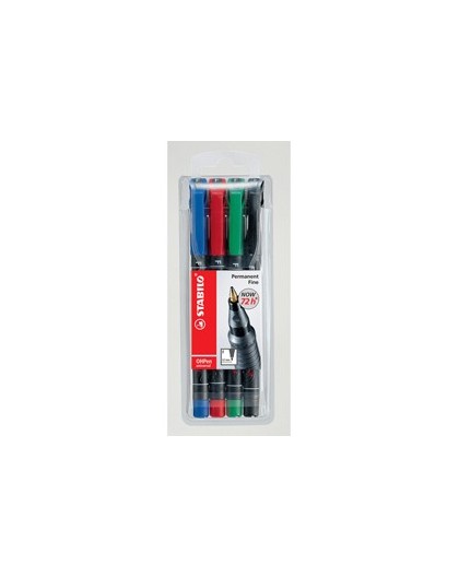 BUSTA 4 PENNARELLI STABILO OHPEN 842 PERMANENTE FINE