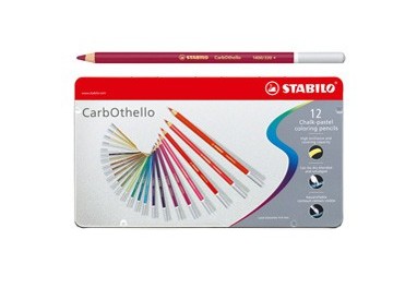Astuccio metallo 12 CarbOthello colori assortiti Stabilo