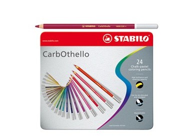 Astuccio metallo 24 CarbOthello colori assortiti Stabilo