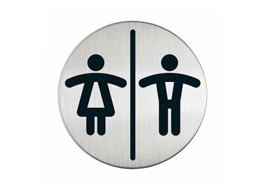 PITTOGRAMMA Ø 8,3cm 'TOILETTE UOMO/DONNA' IN ACCIAIO