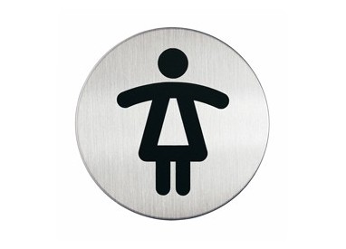 PITTOGRAMMA Ø 8,3cm 'TOILETTE DONNA' IN ACCIAIO