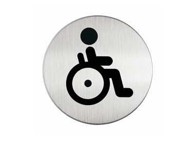 PITTOGRAMMA Ø 8,3cm 'TOILETTE DISABILI' IN ACCIAIO