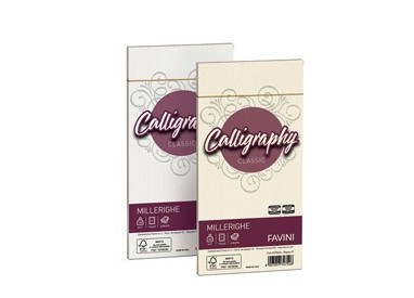 25 BUSTE CALLIGRAPHY MILLERIGHE 110X220MM 100GR 01 BIANCO