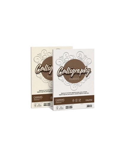 Carta CALLIGRAPHY CANVAS 200gr A4 50fg bianco 01 FAVINI