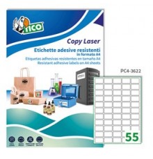 Poliestere adesivo PC4 trasparente 100fg A4 36x22mm (55et/fg) laser Tico