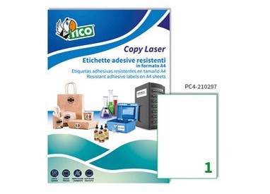 Poliestere adesivo PC4 trasparente 100fg A4 210x297mm (1et/fg) laser Tico
