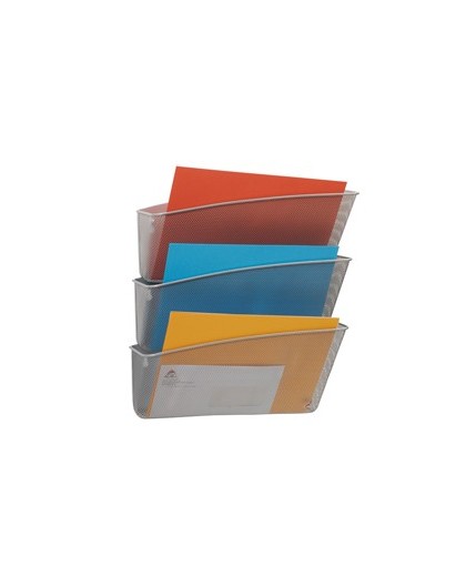 Portadocumenti da parete set da 3 vaschette MESH in rete metallica argento ALBA
