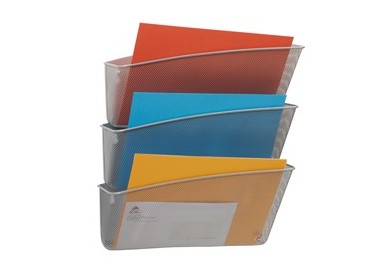 Portadocumenti da parete set da 3 vaschette MESH in rete metallica argento ALBA