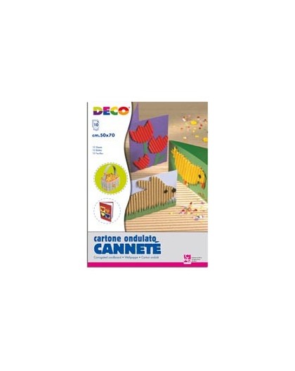 BUSTA 10FG CARTONCINO ONDULATO 50X70CM CANNETE' colori assortiti DECO