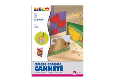 BUSTA 10FG CARTONCINO ONDULATO 50X70CM CANNETE' colori assortiti DECO