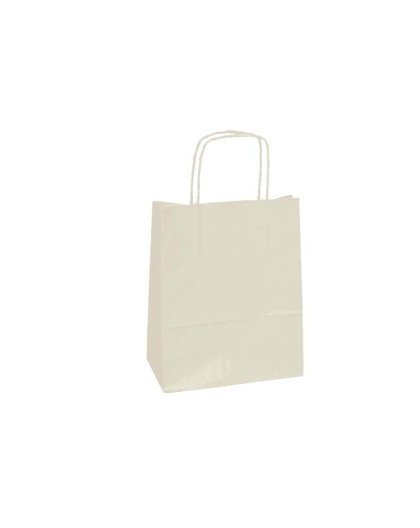 25 SHOPPERS CARTA KRAFT 26x11x34,5cm TWISTED avorio