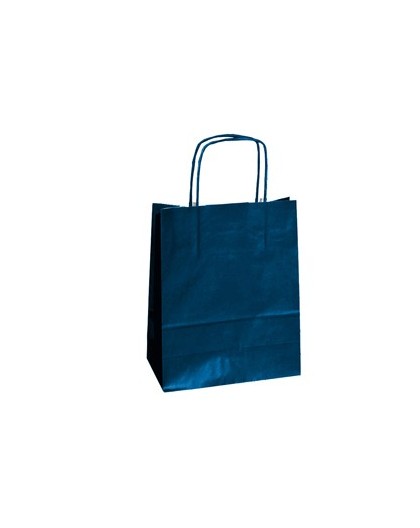 25 SHOPPERS CARTA KRAFT 26x11x34,5cm TWISTED blu